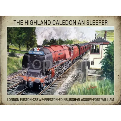 Highland Caledonian Sleeper Large Metal Designed Steam Train Wall Art