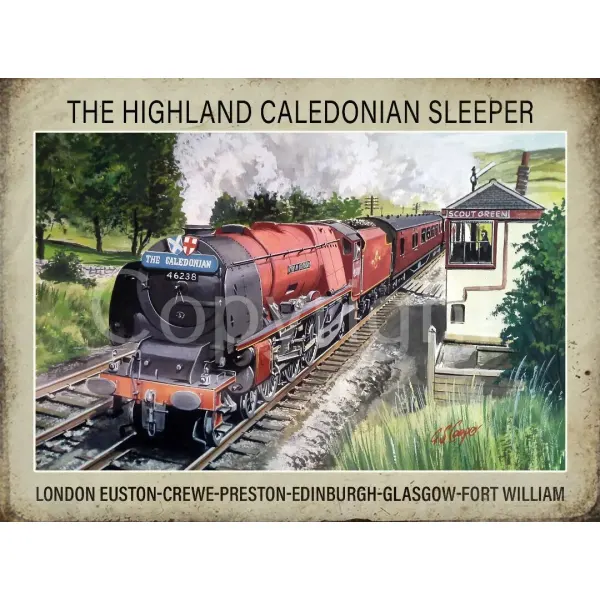 Highland Caledonian Sleeper Large Metal Designed Steam Train Wall Art