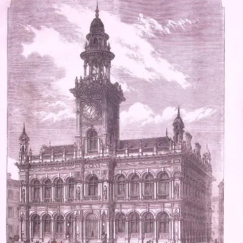 The New Town Hall Hull Yorkshire 1866 Full Page Antique Woodcut Pri