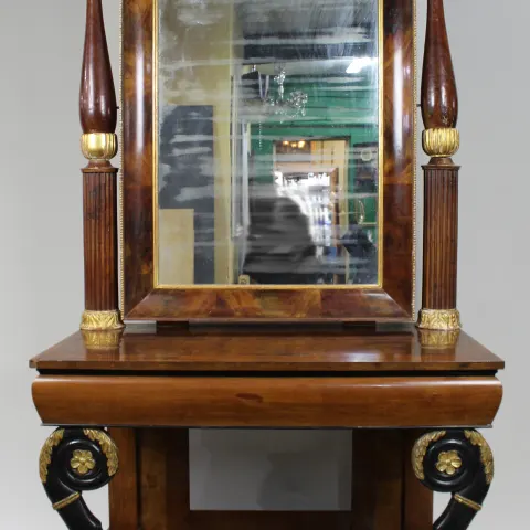 Antique Mahogany and Parcel Gilt Console Table & Pier Mirror