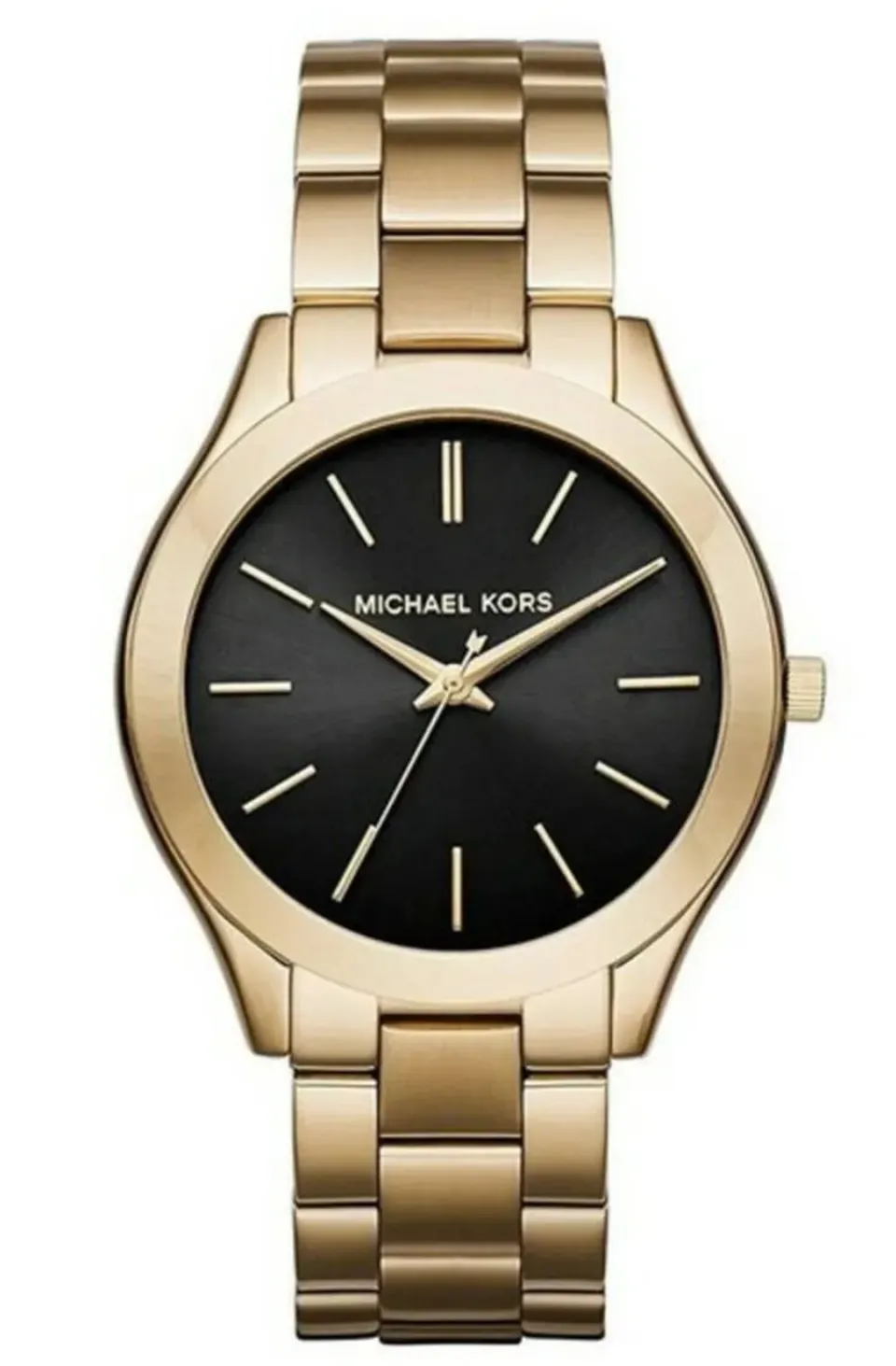 Michael Kors  MK3478   Ladies Slim Runway Watch Gold Bracelet Black Dial