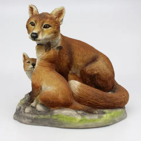 Hand Painted Porceain Fox Group