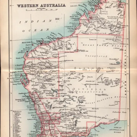 Western Australia Double Sided Victorian Antique 1896 Map.