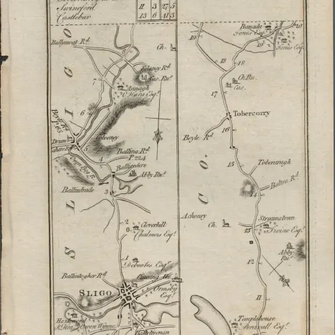 Taylor & Skinner 1777 Ireland Map Sligo Castlebar Tobercorry Co Mayo.