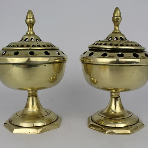 Pair of Antique Brass Incense Burners