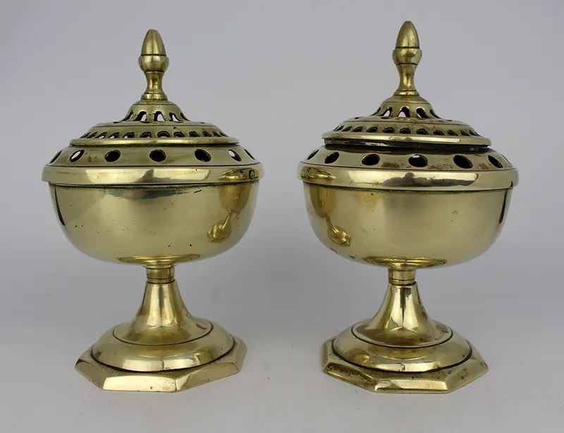 Pair of Antique Brass Incense Burners