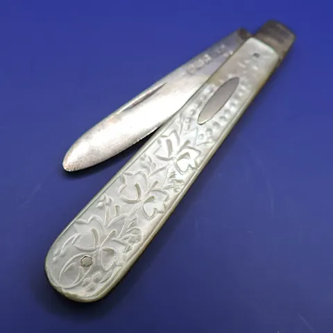 Edwardian Silver and Mother of Pearl Fruit Knife 1906