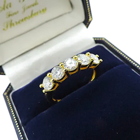 Gold On 925 Silver Moissanite Gemstone Ring New With Gift Pouch