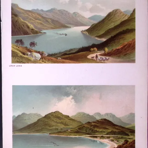 Scotland Loch Long & Loch Goil Head Antique Coloured Print-25a