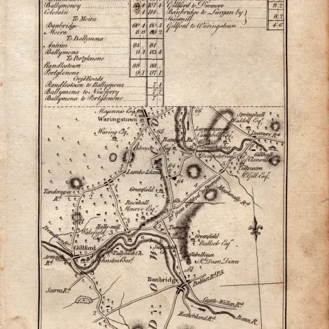 Ireland Rare Antique 1777 Map Dublin to Coleraine By Antrim.
