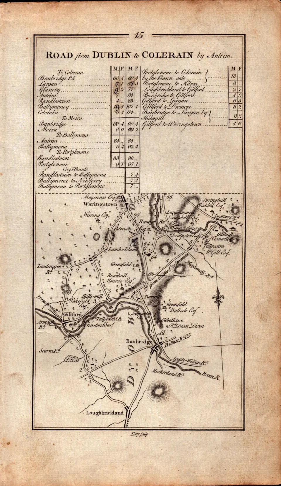 Ireland Rare Antique 1777 Map Dublin to Coleraine By Antrim.