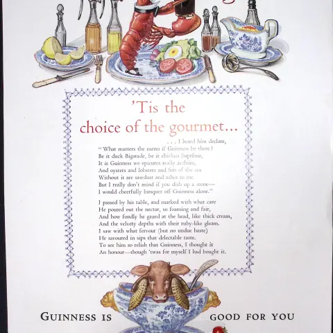 Guinness 71 Years-Old Advert 1954 The Gourmet Meal G.E.2178-B
