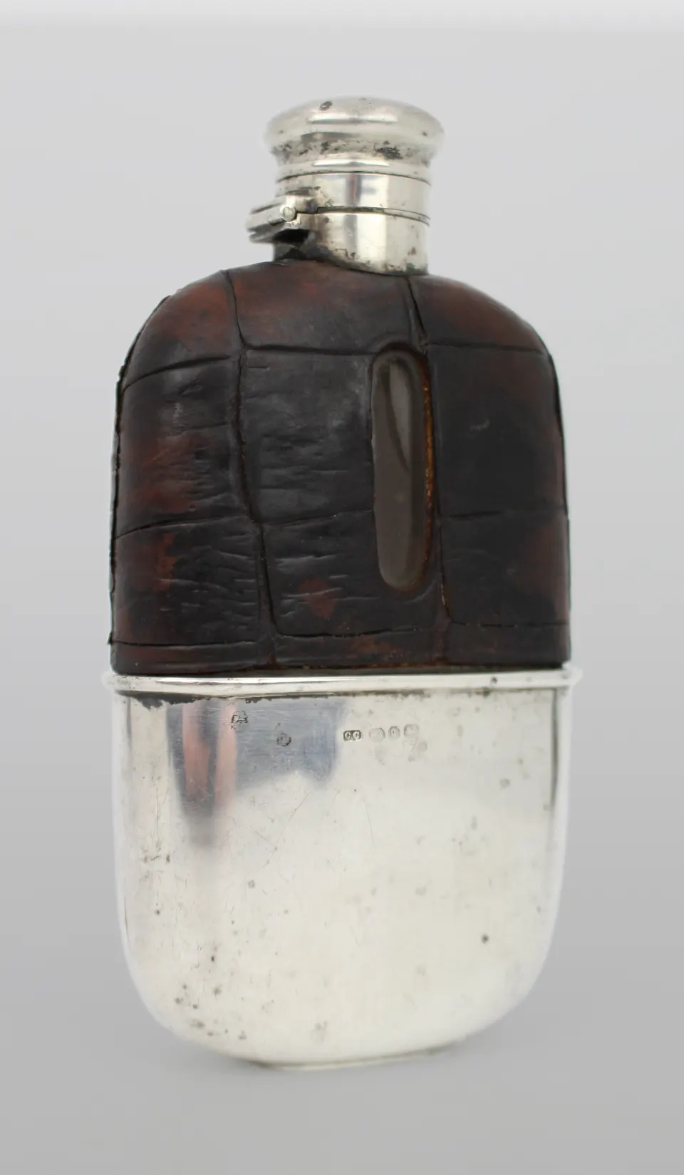 Antique Victorian Silver & Leather Hip Flask – Birmingham 1890