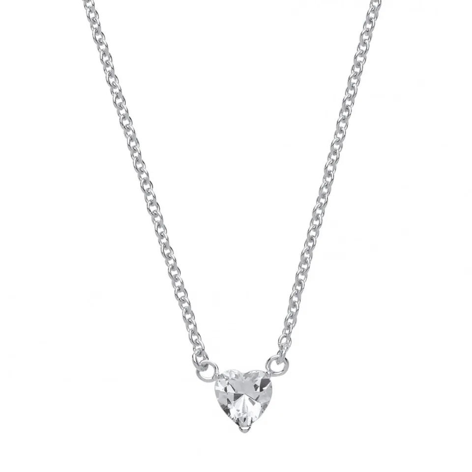 10 x White Cubic Zirconia Claw Set Heart Shaped Pendant With Necklace RRP 39.00 L11a