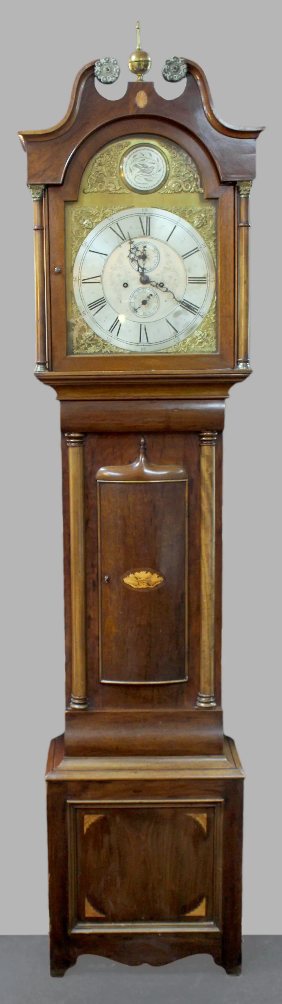 Scottish Mahogany Longcase Clock with Brass Arched Dial, c.1840