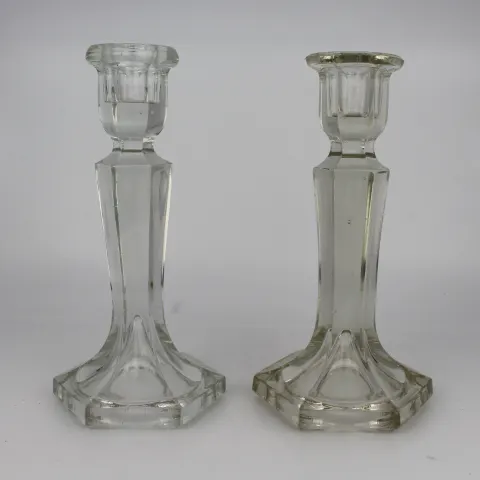 Pair of Glass Crystal Candlesticks