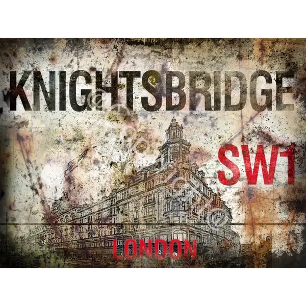 Knightsbridge The Home Of Shopping Iconic London Street Sign Metal Wall Art