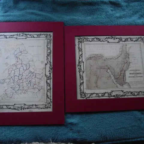 2 x  19th Century Hand Drawn Maps - Signed & Dated By Jane Edwards 1860