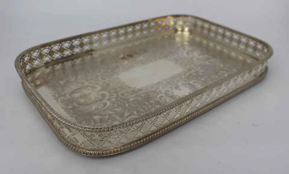 Vintage Galleried Silver Plated Tray