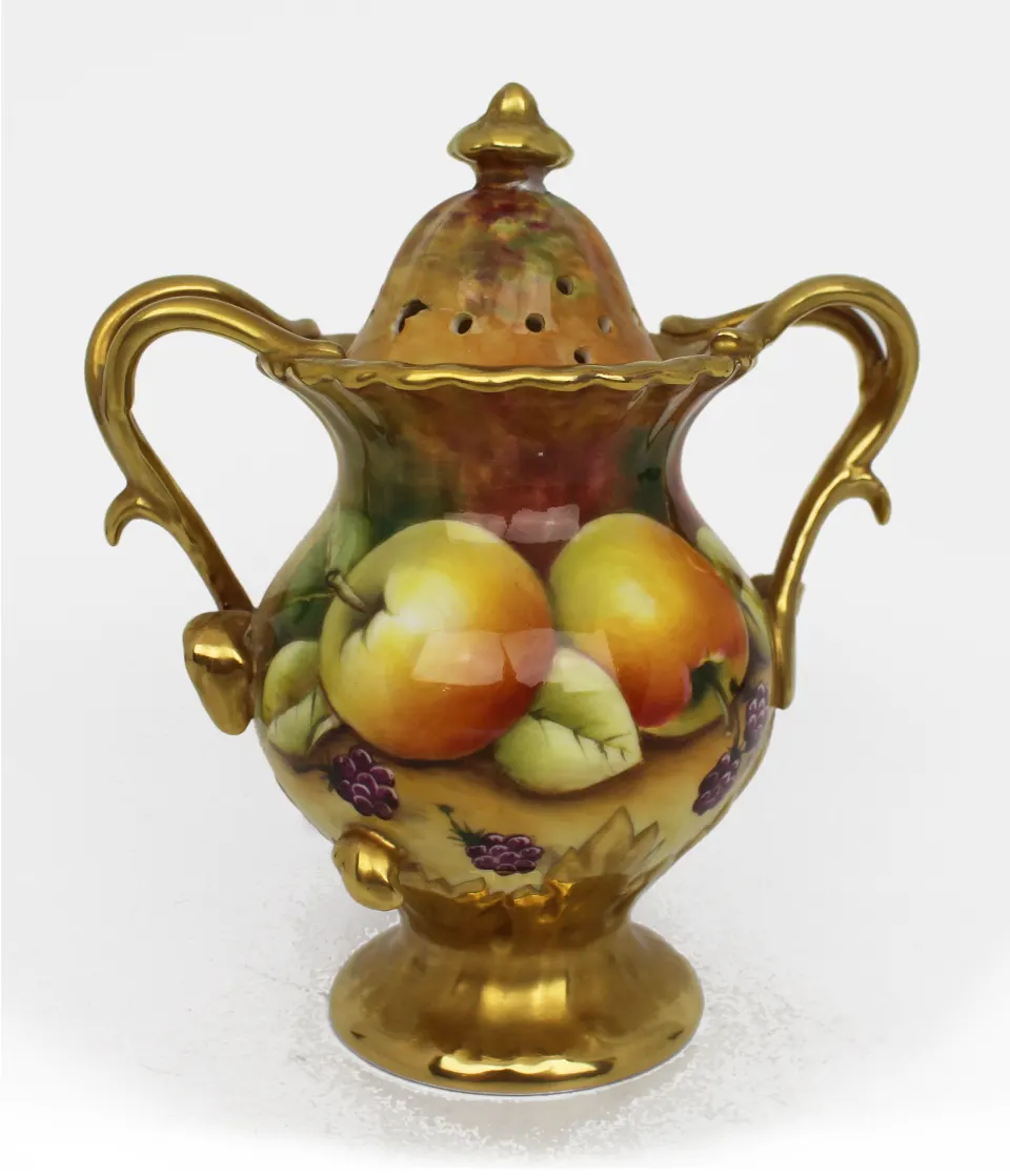 Coalport Hand Painted Fruit Pot Pourri by Michael Bates