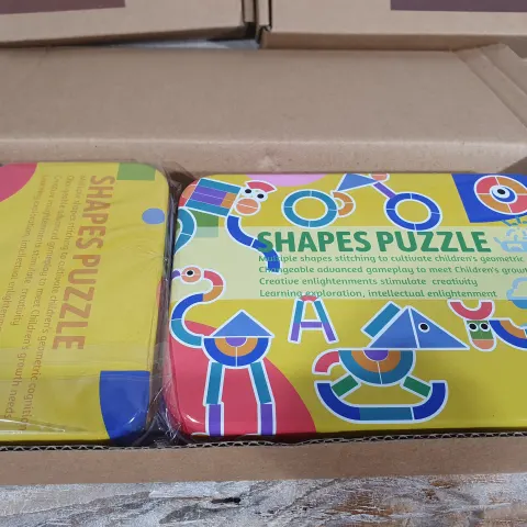 3 x Children's Wooden Shapes Puzzle. In two metal tins. 35 wooden pieces & puzzle cards. Rrp £21