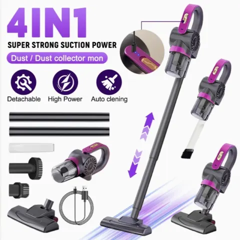 4-in-1 Cordless Vacuum Cleaner – Stick & Handheld Vacuum with Powerful Suction