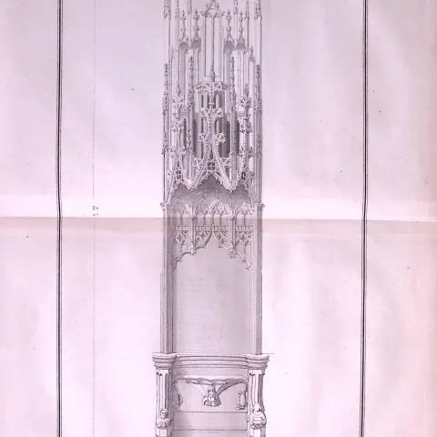 The Chancel of Nantwich Church Antique 216-Year-Old Large Copperplate-29-TR