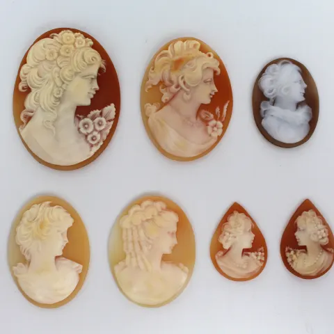 Set of 7 Vintage Cameo Plaques
