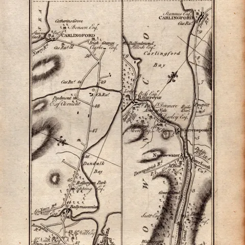 Ireland Rare Antique 1777 Map  Dundalk Carlingford Newry Warrenpoint Down.