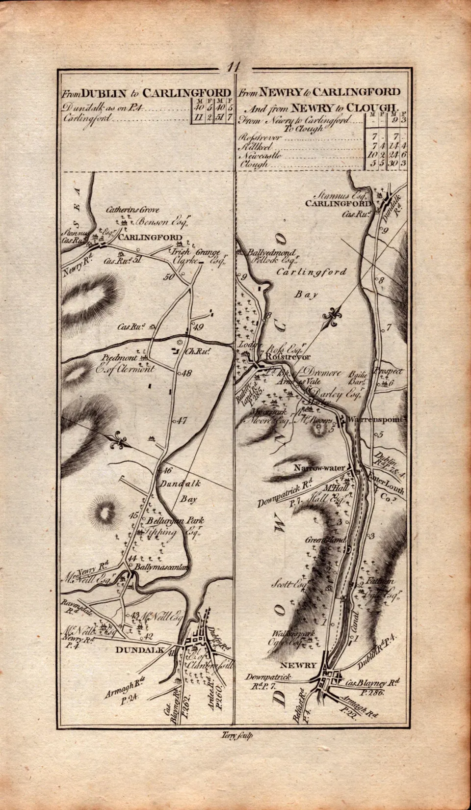 Ireland Rare Antique 1777 Map  Dundalk Carlingford Newry Warrenpoint Down.