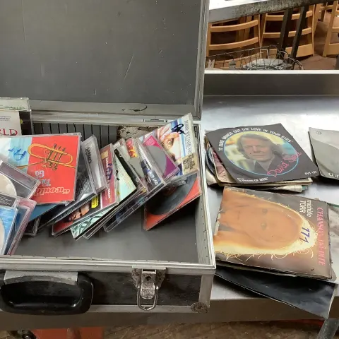 Mixture of Vintage Vinyl Records & CDs