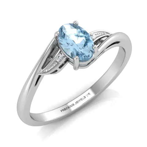 9ct White Gold Fancy Cluster Diamond Blue Topaz Ring (BT0.58) 0.10 Carats