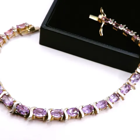 Sterling Silver 6ct Rose de  France Amethyst Gemstone Bracelet with Gift Box