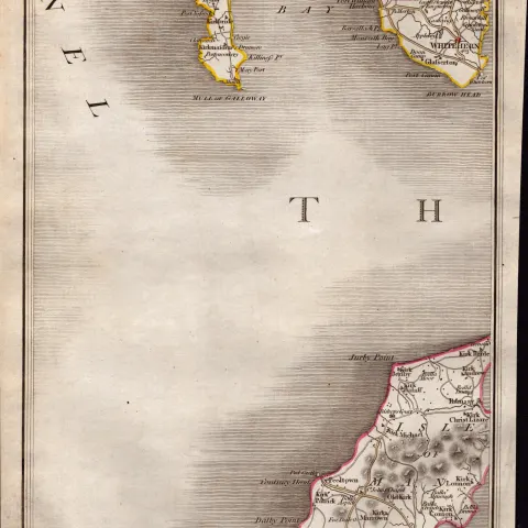 Isle of Man South Douglas Peeltown John Cary’s Antique 1794 Map.