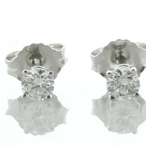 14ct White Gold Single Stone Prong Set Diamond Stud Earring 0.50 Carats