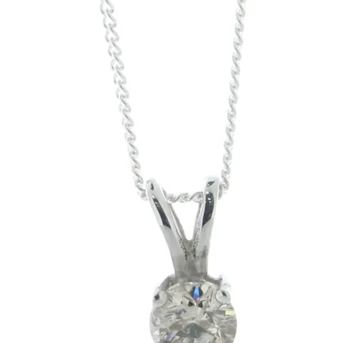 9ct White Gold Single Stone Prong Set Diamond Pendant 0.62 Carats