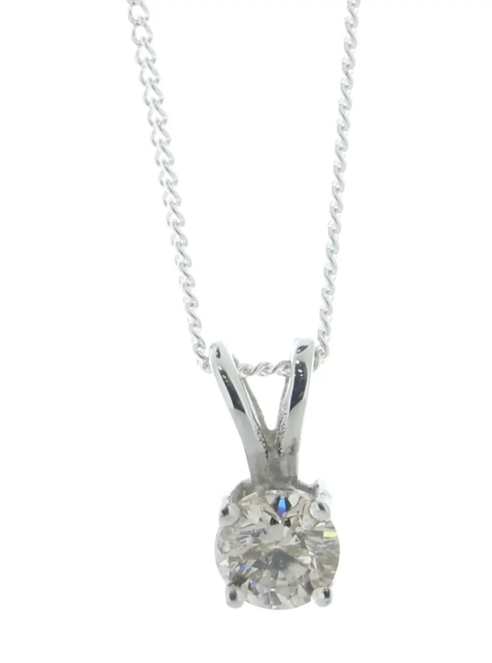 9ct White Gold Single Stone Prong Set Diamond Pendant 0.62 Carats