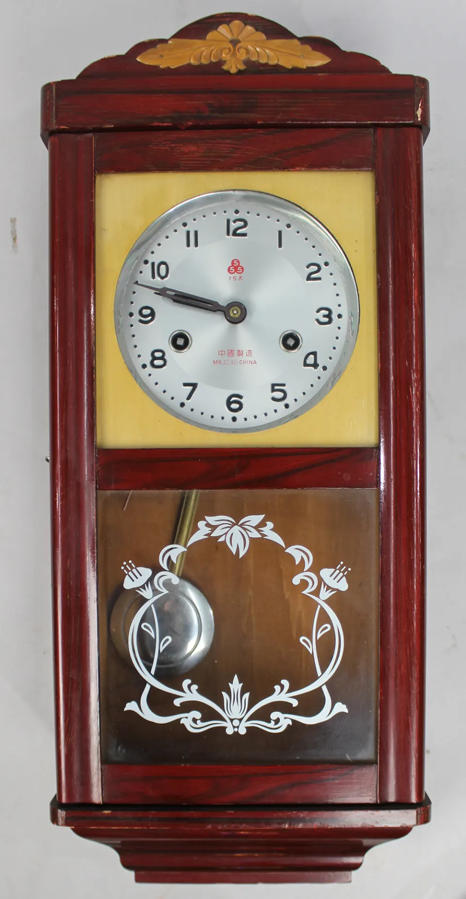 Vintage Chinese Red Lacquer Wall Clock