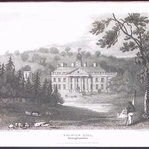 Nottingham Colwick Hall Antique 212 Years-Old Steel-Engraving-156