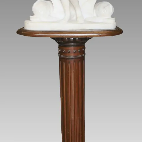 Early 19th c. Marble Sculpture of Venus on Mahogany Pedestal
