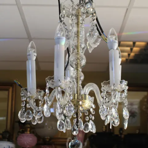 Cut Glass Crystal Five Light Chandelier