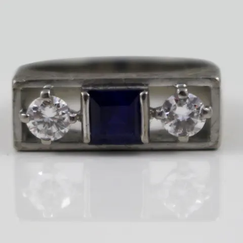 Sapphire & Diamond Three Stone White Gold Ring