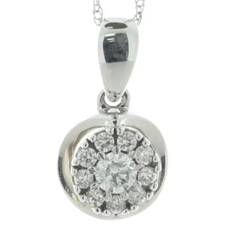 10ct White Gold Diamond Cluster Pendant and 18" Chain 0.25 Carats