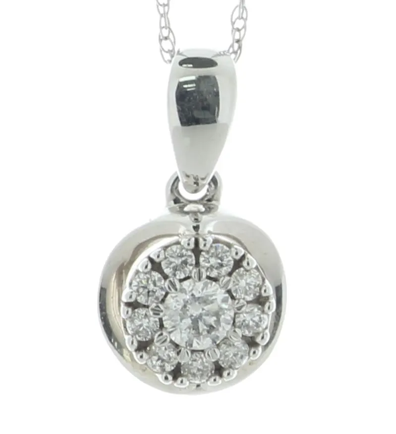 10ct White Gold Diamond Cluster Pendant and 18" Chain 0.25 Carats