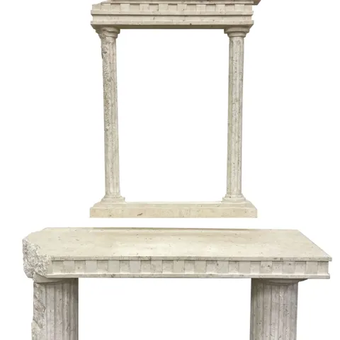 Architectural Mactan Stone Console Table & Mirror