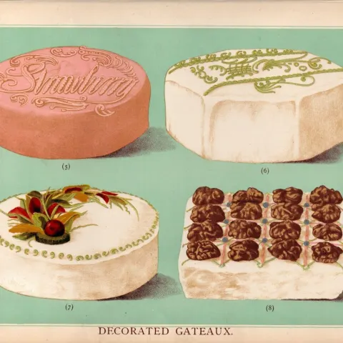 Gateaux Cakes 3 T Percy Lewis AG Bromley Antique Chromolithograph Print