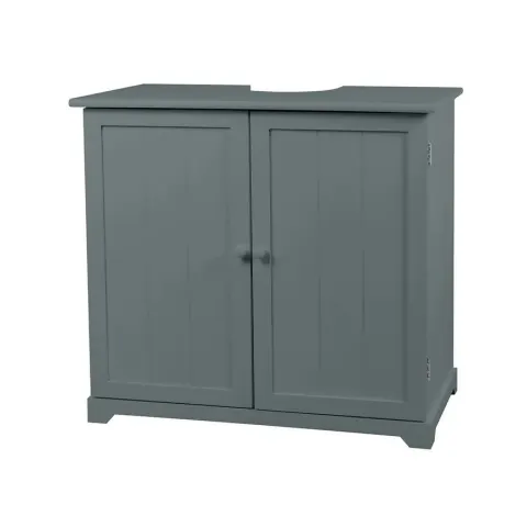 (178/Mez) RRP £70. Grey Classic Under Sink Double Unit. Paulownia Wood. Grey Painted Finish. 2 Door