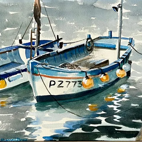 Cornwall , Penzance (1948-) Watercolour, Penzance Harbour, Signed, Unique, 1976