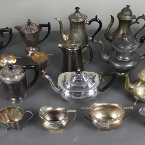 Collection of Antique & Vintage Silver Plated Tea & Coffee Ware Teapots