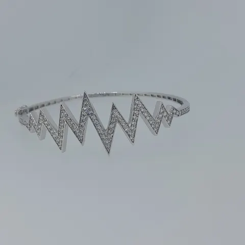 Silver CZ Set Hinged Bangle